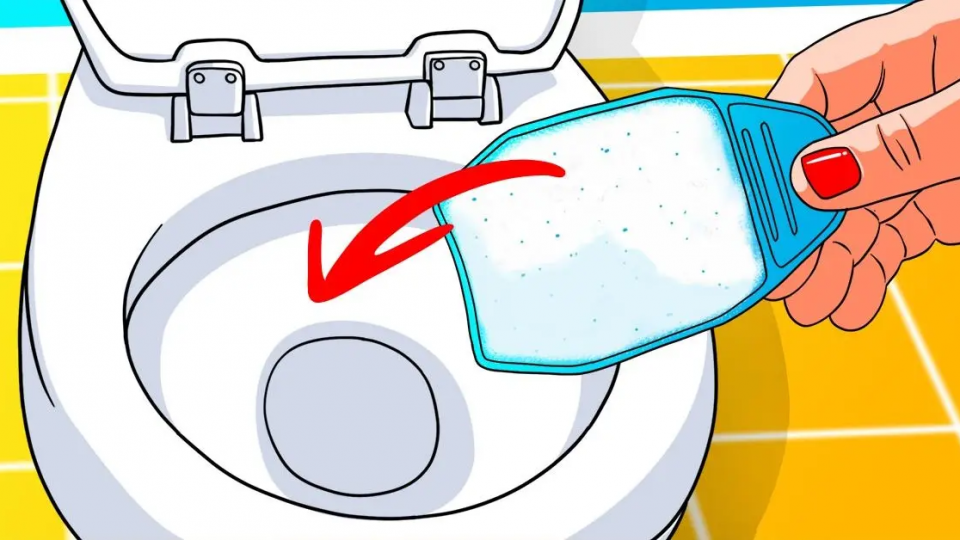 Vierta el detergente en polvo por el inodoro y observe lo que sucede
