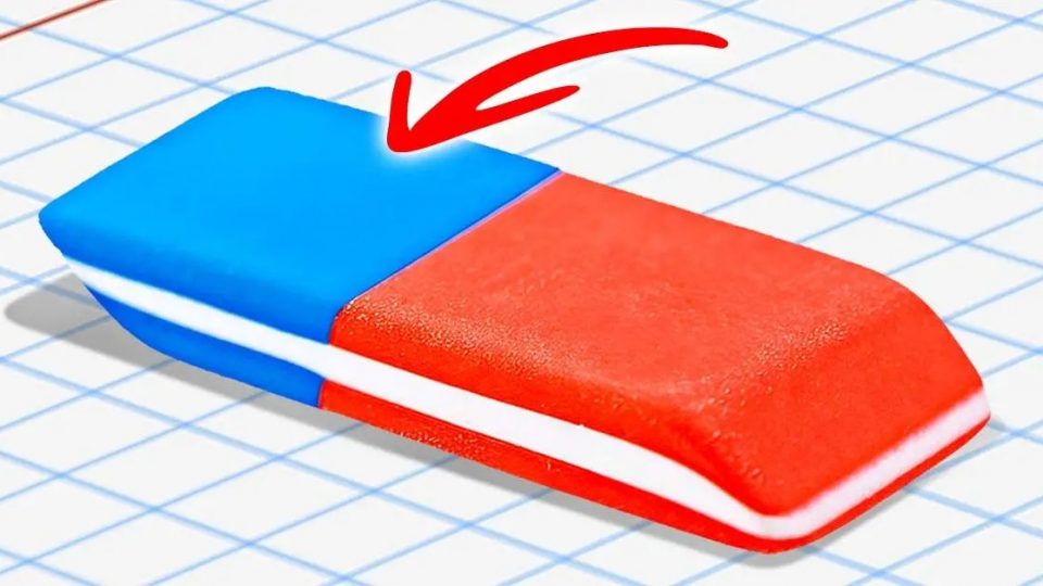 ¿Para qué sirve la parte azul de la goma de borrar? Tiene una función poco conocida y útil.