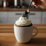 Pastelito de chocolate en taza, listo en un minuto